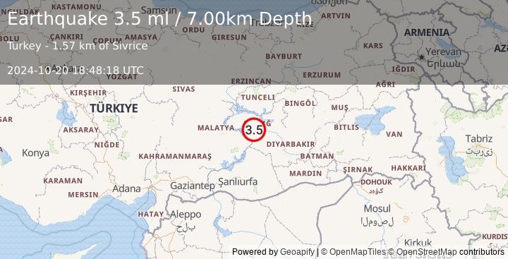 Earthquake EASTERN TURKEY (3.5 ml) (2024-10-20 18:48:18 UTC)