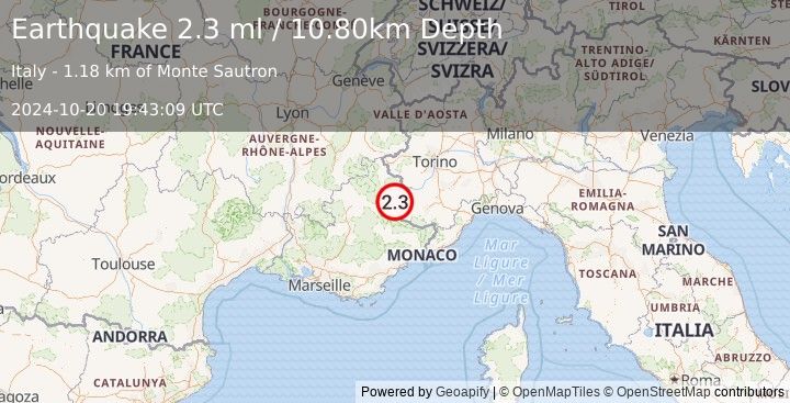 Earthquake FRANCE (2.3 ml) (2024-10-20 19:43:09 UTC)