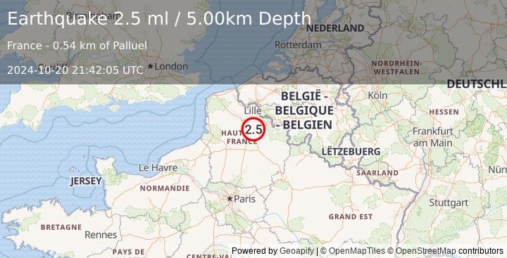 Earthquake FRANCE (2.5 ml) (2024-10-20 21:42:05 UTC)