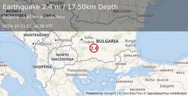 Earthquake BULGARIA (2.4 m) (2024-10-21 01:36:39 UTC)