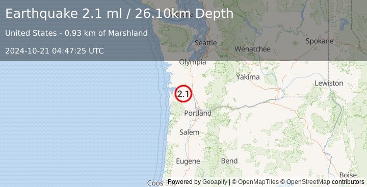 Earthquake OREGON (2.1 ml) (2024-10-21 04:47:25 UTC)