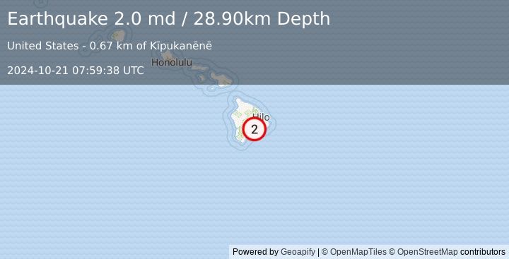 Earthquake ISLAND OF HAWAII, HAWAII (2.0 md) (2024-10-21 07:59:38 UTC)