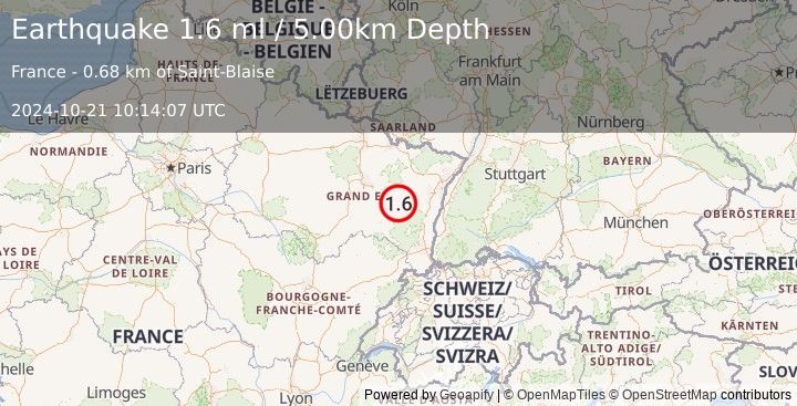 Earthquake FRANCE (1.6 ml) (2024-10-21 10:14:07 UTC)