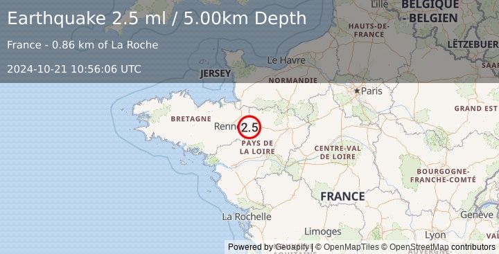 Earthquake FRANCE (2.5 ml) (2024-10-21 10:56:06 UTC)