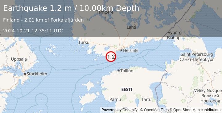 Earthquake ESTONIA (1.2 m) (2024-10-21 12:35:11 UTC)