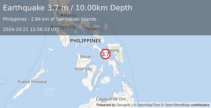 Earthquake LEYTE, PHILIPPINES (3.7 m) (2024-10-21 12:56:33 UTC)