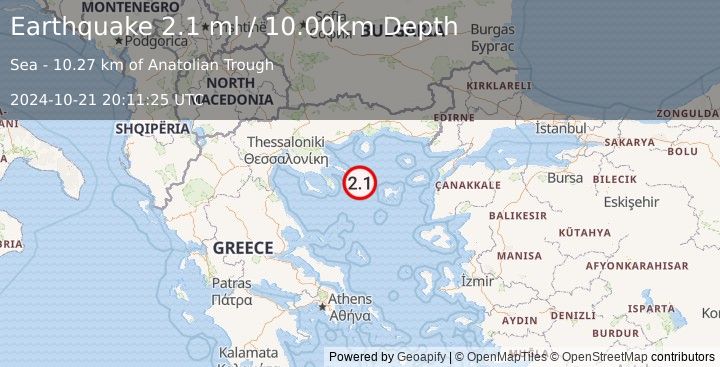 Earthquake AEGEAN SEA (2.1 ml) (2024-10-21 20:11:25 UTC)