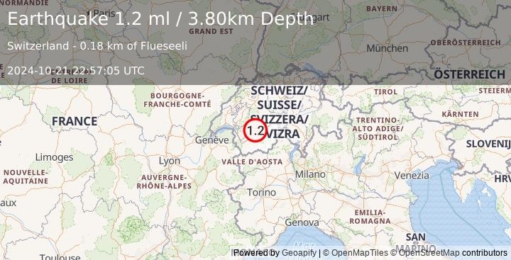 Earthquake SWITZERLAND (1.2 ml) (2024-10-21 22:57:05 UTC)