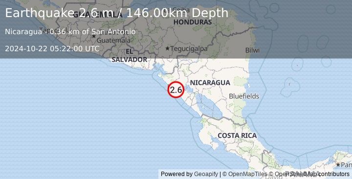 Earthquake NICARAGUA (2.6 m) (2024-10-22 05:22:00 UTC)