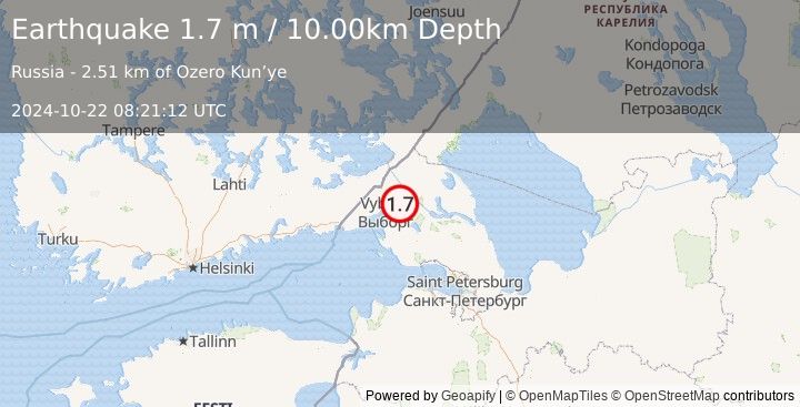 Earthquake NORTHWESTERN RUSSIA (1.7 m) (2024-10-22 08:21:12 UTC)