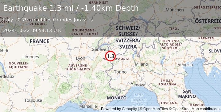 Earthquake FRANCE (1.3 ml) (2024-10-22 09:54:13 UTC)