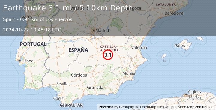 Earthquake SPAIN (3.1 ml) (2024-10-22 10:45:18 UTC)