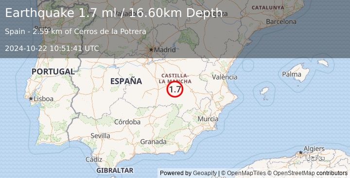 Earthquake SPAIN (1.7 ml) (2024-10-22 10:51:41 UTC)