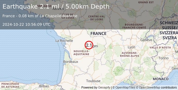 Earthquake FRANCE (2.1 ml) (2024-10-22 10:56:09 UTC)