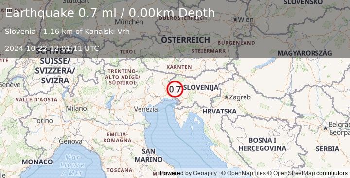 Earthquake SLOVENIA (0.7 ml) (2024-10-22 12:01:11 UTC)