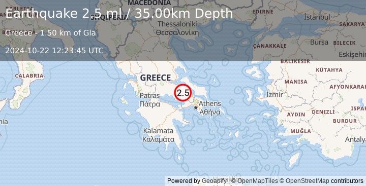 Earthquake GREECE (2.5 ml) (2024-10-22 12:23:45 UTC)