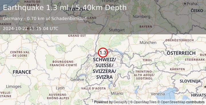 Earthquake GERMANY (1.3 ml) (2024-10-22 13:15:04 UTC)