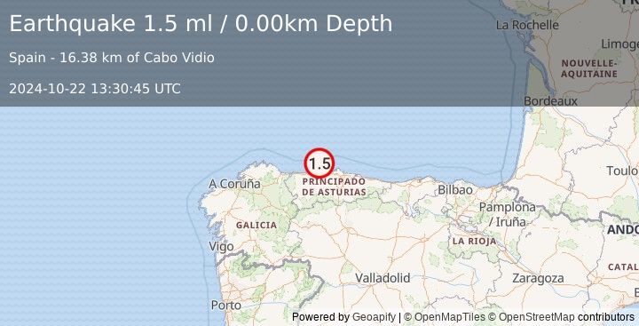 Earthquake SPAIN (1.5 ml) (2024-10-22 13:30:45 UTC)