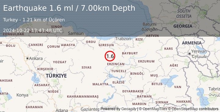 Earthquake EASTERN TURKEY (1.6 ml) (2024-10-22 13:43:48 UTC)