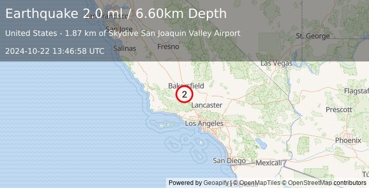 Earthquake CENTRAL CALIFORNIA (2.0 ml) (2024-10-22 13:46:58 UTC)