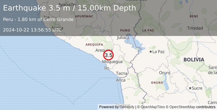 Earthquake SOUTHERN PERU (3.5 m) (2024-10-22 13:56:55 UTC)