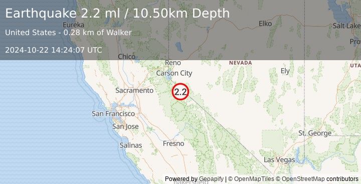 Earthquake CENTRAL CALIFORNIA (2.2 ml) (2024-10-22 14:24:07 UTC)