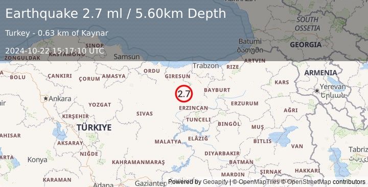 Earthquake EASTERN TURKEY (2.7 ml) (2024-10-22 15:17:10 UTC)