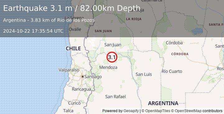 Earthquake MENDOZA, ARGENTINA (3.1 m) (2024-10-22 17:35:54 UTC)