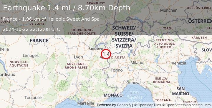 Earthquake FRANCE (1.4 ml) (2024-10-22 22:12:08 UTC)