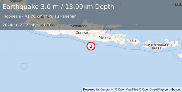 Earthquake JAVA, INDONESIA (3.0 m) (2024-10-22 23:49:15 UTC)