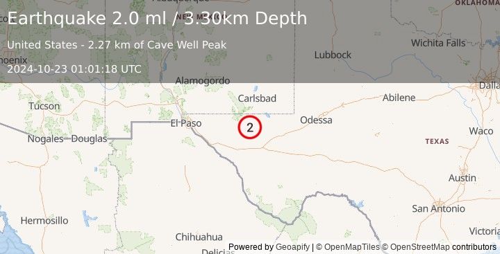 Earthquake WESTERN TEXAS (2.0 ml) (2024-10-23 01:01:18 UTC)