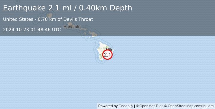 Earthquake ISLAND OF HAWAII, HAWAII (2.1 ml) (2024-10-23 01:48:46 UTC)