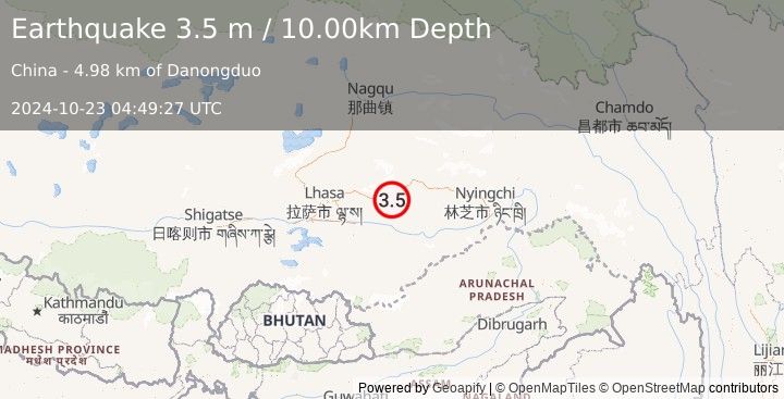 Earthquake EASTERN XIZANG (3.5 m) (2024-10-23 04:49:27 UTC)