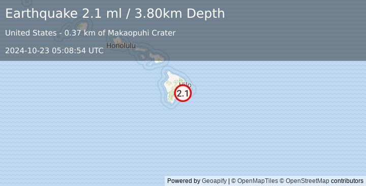 Earthquake ISLAND OF HAWAII, HAWAII (2.1 ml) (2024-10-23 05:08:54 UTC)