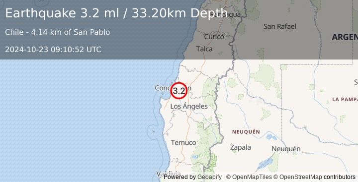 Earthquake BIO-BIO, CHILE (3.2 ml) (2024-10-23 09:10:52 UTC)