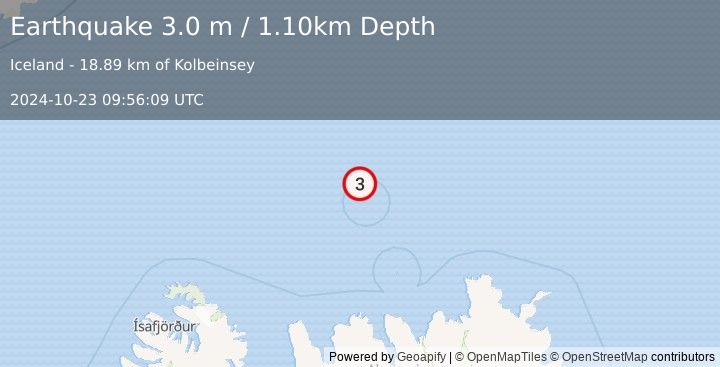 Earthquake ICELAND REGION (3.0 m) (2024-10-23 09:56:09 UTC)