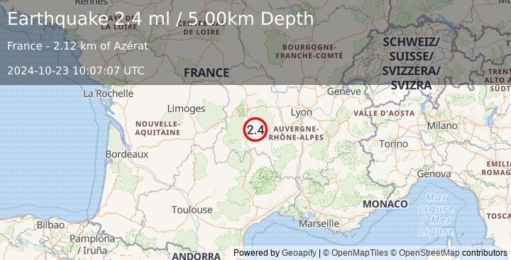 Earthquake FRANCE (2.4 ml) (2024-10-23 10:07:07 UTC)