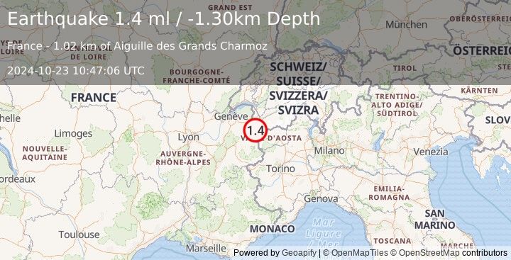 Earthquake FRANCE (1.4 ml) (2024-10-23 10:47:06 UTC)