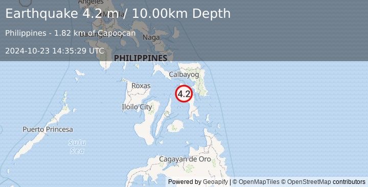 Earthquake LEYTE, PHILIPPINES (4.2 m) (2024-10-23 14:35:29 UTC)