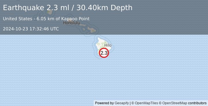 Earthquake ISLAND OF HAWAII, HAWAII (2.3 ml) (2024-10-23 17:32:46 UTC)