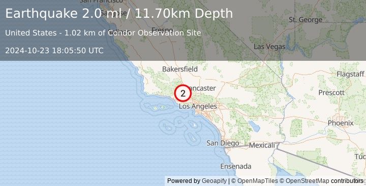 Earthquake SOUTHERN CALIFORNIA (2.0 ml) (2024-10-23 18:05:50 UTC)