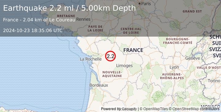 Earthquake FRANCE (2.2 ml) (2024-10-23 18:35:06 UTC)