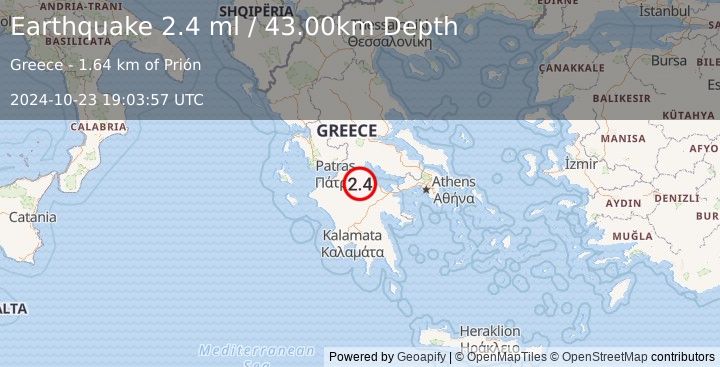 Earthquake GREECE (2.4 ml) (2024-10-23 19:03:57 UTC)