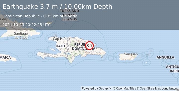 Earthquake DOMINICAN REPUBLIC (3.7 m) (2024-10-23 20:22:25 UTC)