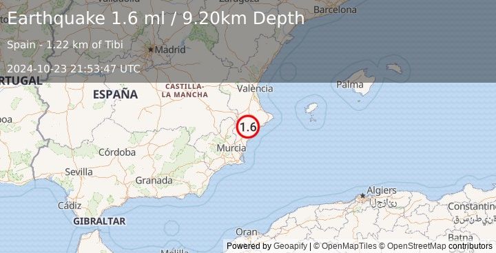 Earthquake SPAIN (1.6 ml) (2024-10-23 21:53:47 UTC)