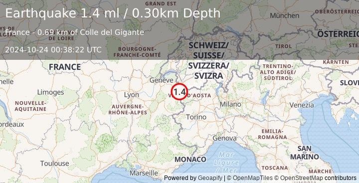 Earthquake FRANCE (1.4 ml) (2024-10-24 00:38:22 UTC)