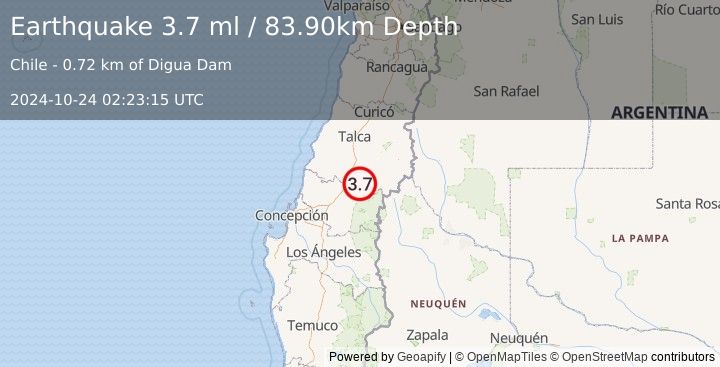 Earthquake MAULE, CHILE (3.7 ml) (2024-10-24 02:23:15 UTC)