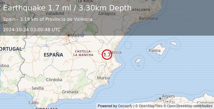 Earthquake SPAIN (1.7 ml) (2024-10-24 03:00:48 UTC)