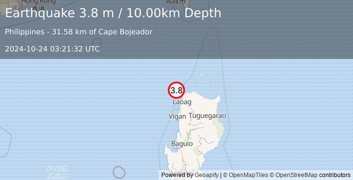 Earthquake LUZON, PHILIPPINES (3.8 m) (2024-10-24 03:21:32 UTC)