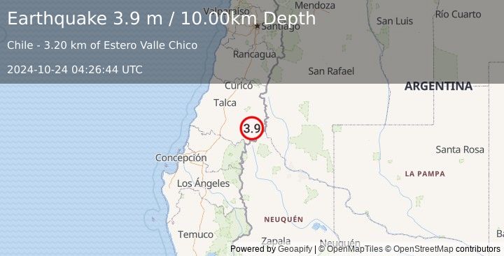 Earthquake MAULE, CHILE (3.9 m) (2024-10-24 04:26:44 UTC)